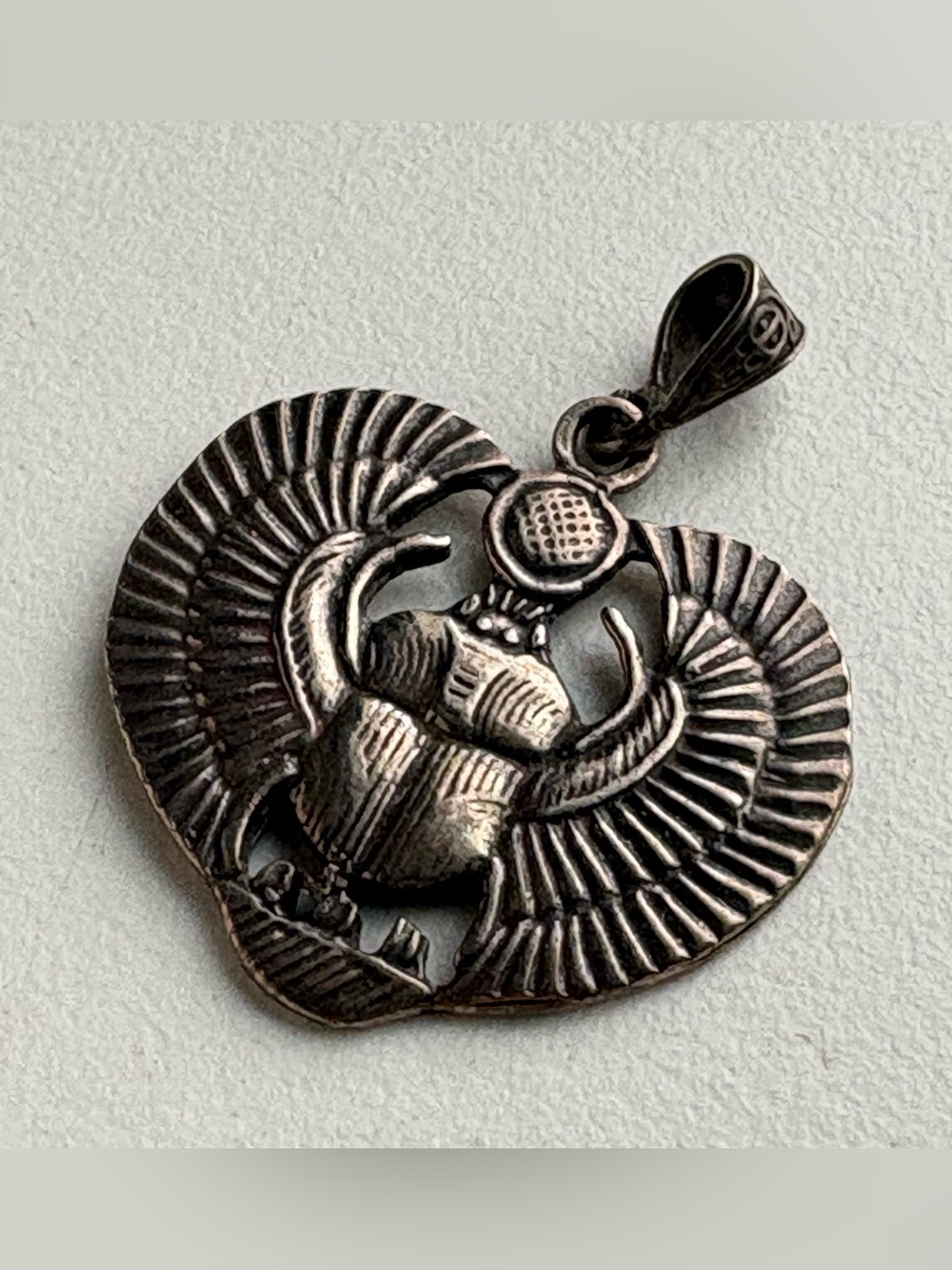 Sterling Silver Egyptian winged Scarab Beetle pendant charm